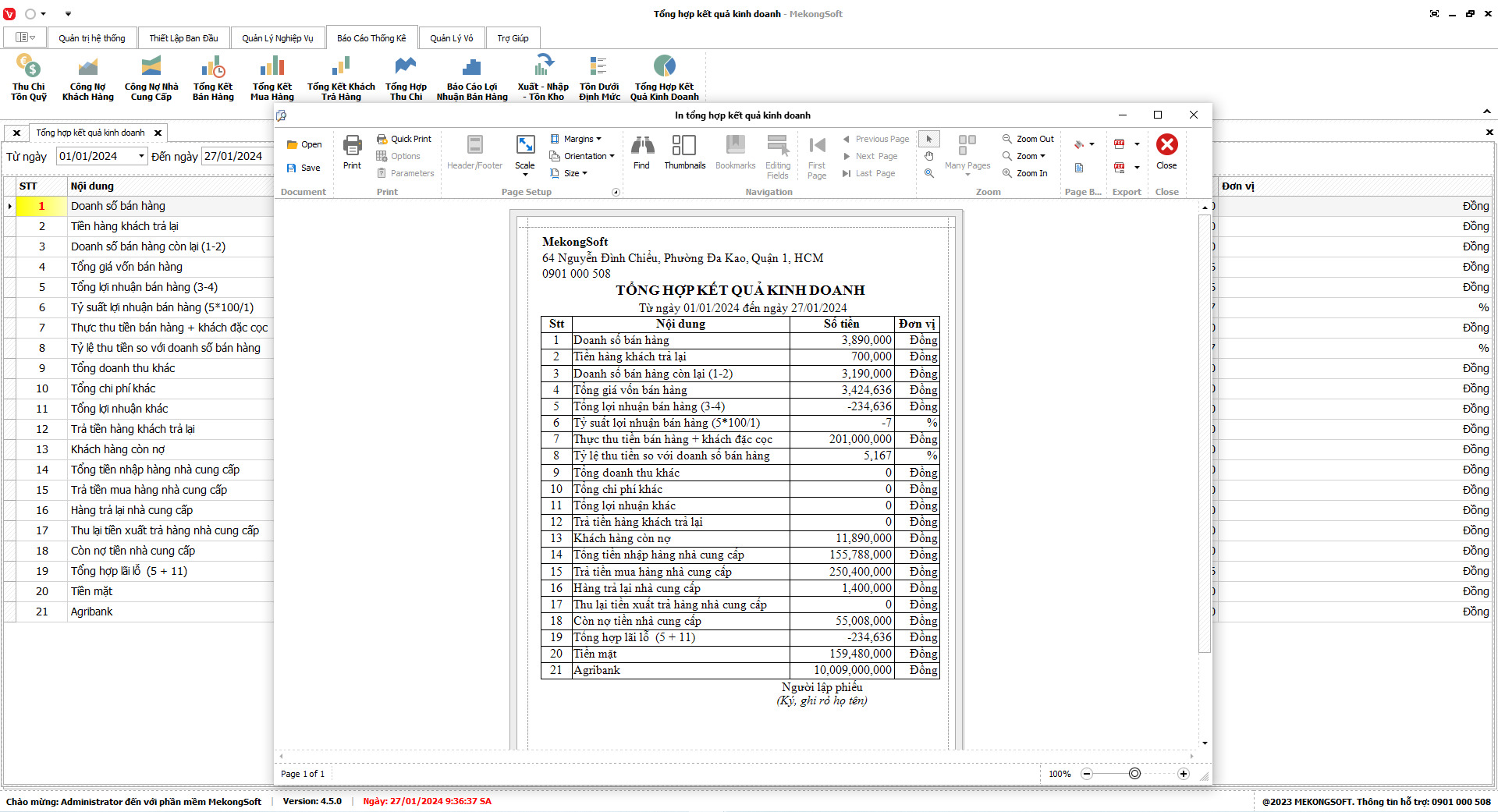 Kết xuất các báo cáo ra Excel để đối chiếu với khách hàng, nhà cung cấp